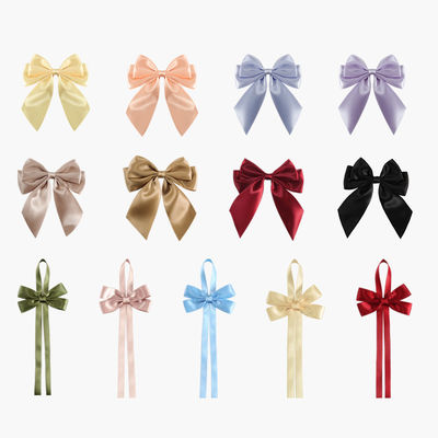 Vàng Pre Bonded Satin Ribbon Bow với Elastic Loop Satin Ribbon cho gói quà tặng