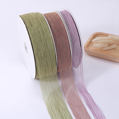 Bao bì quà 25mm Organza Ribbon Hàn Quốc 2,5cm Sheer Wired Ribbon