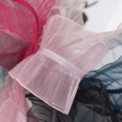 25mm ủ38mm Rinkle Edge Polyester Organza Ribbon cho DIY tóc Ribbon Bow