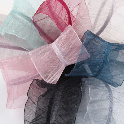 25mm ủ38mm Rinkle Edge Polyester Organza Ribbon cho DIY tóc Ribbon Bow