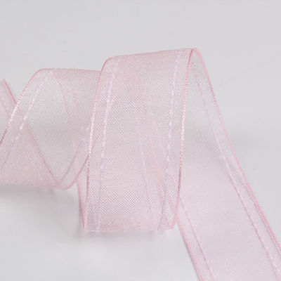 25mm cho 38mm đan cạnh Polyester Organza Ribbon cho gói quà hoa