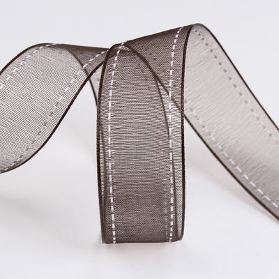 25mm cho 38mm đan cạnh Polyester Organza Ribbon cho gói quà hoa