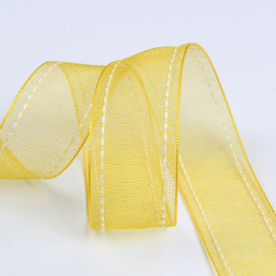 25mm cho 38mm đan cạnh Polyester Organza Ribbon cho gói quà hoa