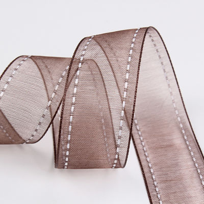 25mm cho 38mm đan cạnh Polyester Organza Ribbon cho gói quà hoa