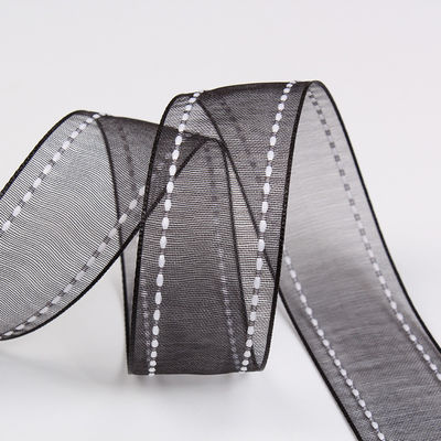 25mm cho 38mm đan cạnh Polyester Organza Ribbon cho gói quà hoa