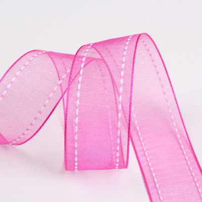 25mm cho 38mm đan cạnh Polyester Organza Ribbon cho gói quà hoa