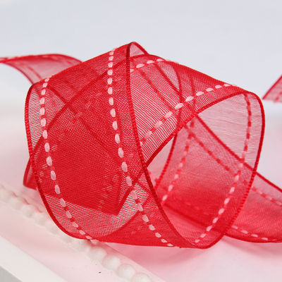 25mm cho 38mm đan cạnh Polyester Organza Ribbon cho gói quà hoa