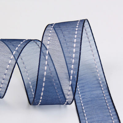 25mm cho 38mm đan cạnh Polyester Organza Ribbon cho gói quà hoa