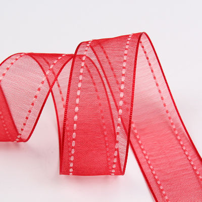 25mm cho 38mm đan cạnh Polyester Organza Ribbon cho gói quà hoa