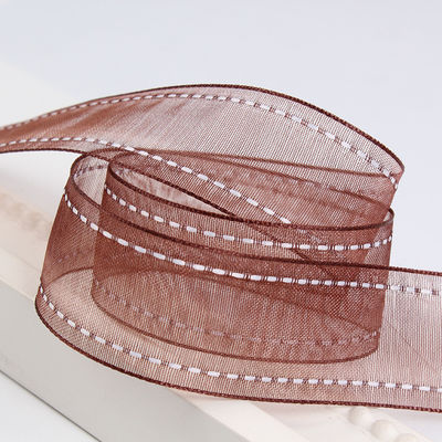 25mm cho 38mm đan cạnh Polyester Organza Ribbon cho gói quà hoa