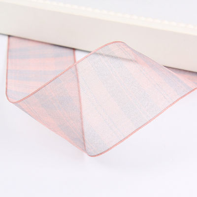 6mm-38mm Plaid Polyester Organza Ribbon cho gói quà hoa sôcôla