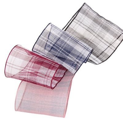 6mm-38mm Plaid Polyester Organza Ribbon cho gói quà hoa sôcôla