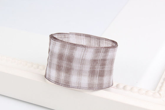 6mm-38mm Plaid Polyester Organza Ribbon cho gói quà hoa sôcôla
