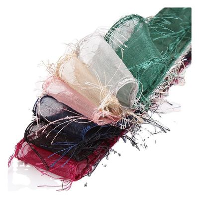 25mm-50mm Tassel Edge Polyester Organza Ribbon cho hoa chocolate đóng gói quà tặng và trang trí quần áo