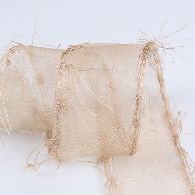25mm-50mm Tassel Edge Polyester Organza Ribbon cho hoa chocolate đóng gói quà tặng và trang trí quần áo