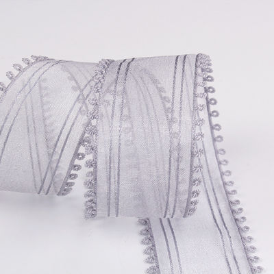 16mm-38mm Rolls Of Organza Ribbon Double Circle Edge Red Sheer Ribbon