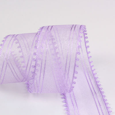 16mm-38mm Rolls Of Organza Ribbon Double Circle Edge Red Sheer Ribbon