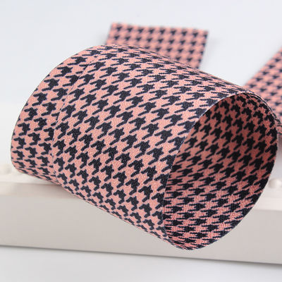 40mm Double Face Polyester Hound Stooth Ribbon cho Ribbon Bow Making và trang trí quần áo