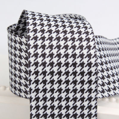 40mm Double Face Polyester Hound Stooth Ribbon cho Ribbon Bow Making và trang trí quần áo