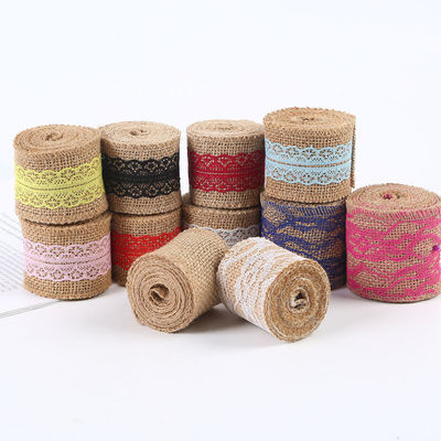 65mm Pink Burlap Ribbon With Lace 10 Yards Natural Burlap Ribbon Rings