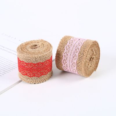 65mm Pink Burlap Ribbon With Lace 10 Yards Natural Burlap Ribbon Rings