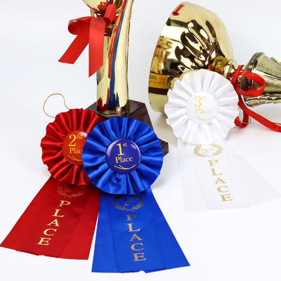 Màu trắng màu xanh dương Pre Made Satin Bow Huân chương Satin Bow cho thủ công