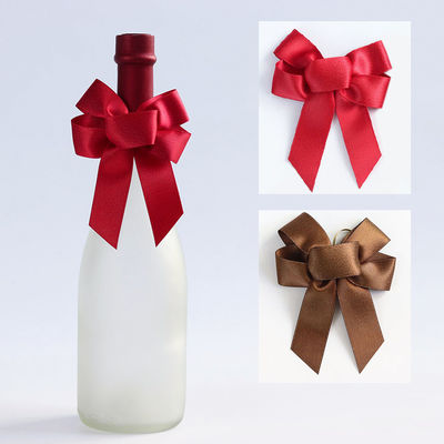 Brown Elastic Satin Ribbon Bow Gift Wrapping Cho chai rượu vang đỏ