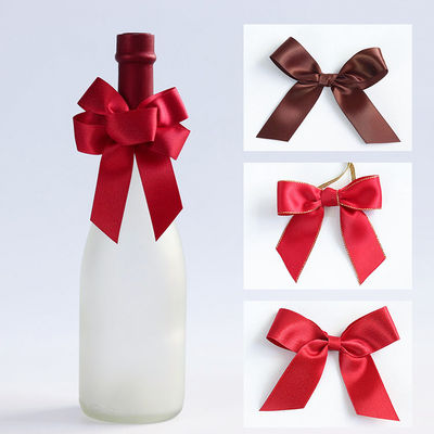 Brown Elastic Satin Ribbon Bow Gift Wrapping Cho chai rượu vang đỏ
