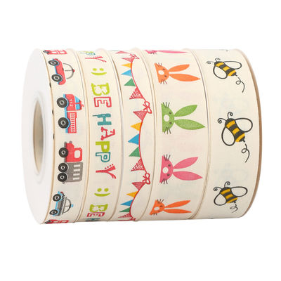 Dải băng quà tùy chỉnh hoạt hình 1cm-2.5cm Dải băng in động vật trắng