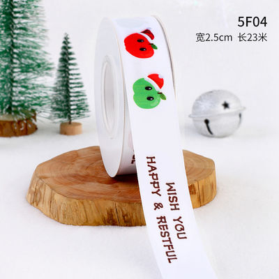 2cm 2,5cm Christmas Printed Ribbons ISO14001 Đăng ký cá nhân Xmas Ribbon