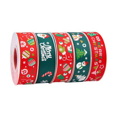 2cm 2,5cm Christmas Printed Ribbons ISO14001 Đăng ký cá nhân Xmas Ribbon