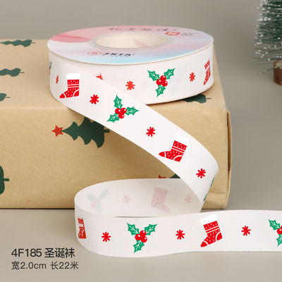 2cm 2,5cm Christmas Printed Ribbons ISO14001 Đăng ký cá nhân Xmas Ribbon
