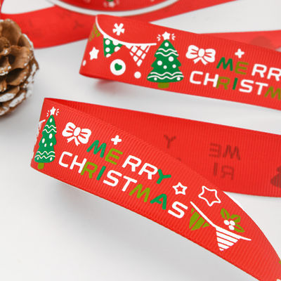 2cm 2,5cm Christmas Printed Ribbons ISO14001 Đăng ký cá nhân Xmas Ribbon