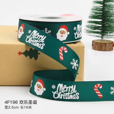 2cm 2,5cm Christmas Printed Ribbons ISO14001 Đăng ký cá nhân Xmas Ribbon
