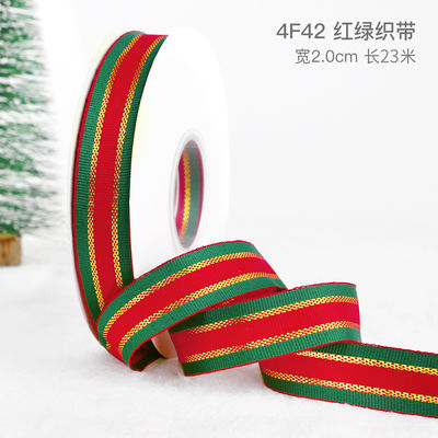 2cm 2,5cm Christmas Printed Ribbons ISO14001 Đăng ký cá nhân Xmas Ribbon