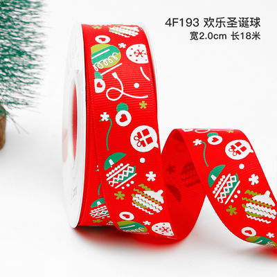 2cm 2,5cm Christmas Printed Ribbons ISO14001 Đăng ký cá nhân Xmas Ribbon
