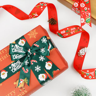 2cm 2,5cm Christmas Printed Ribbons ISO14001 Đăng ký cá nhân Xmas Ribbon