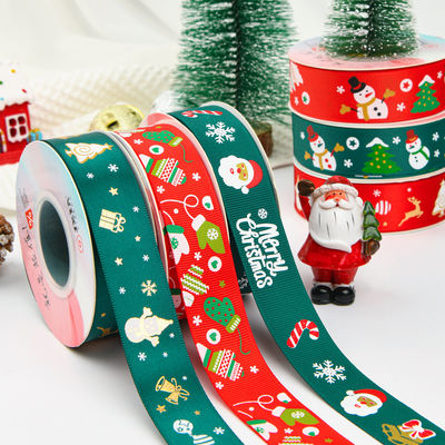2cm 2,5cm Christmas Printed Ribbons ISO14001 Đăng ký cá nhân Xmas Ribbon