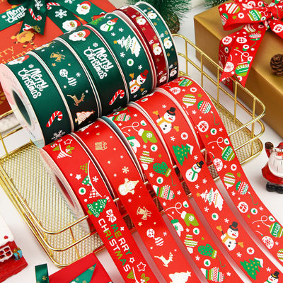2cm 2,5cm Christmas Printed Ribbons ISO14001 Đăng ký cá nhân Xmas Ribbon