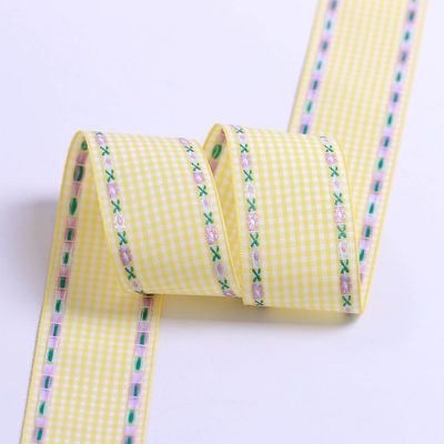 7mm-38mm Blue Ribbon được thêu ISO9001 Ribbon hoa thêu