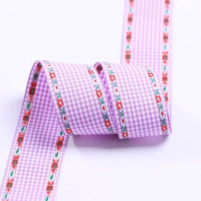 7mm-38mm Blue Ribbon được thêu ISO9001 Ribbon hoa thêu