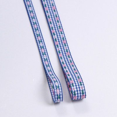 7mm-38mm Blue Ribbon được thêu ISO9001 Ribbon hoa thêu