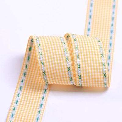 7mm-38mm Blue Ribbon được thêu ISO9001 Ribbon hoa thêu