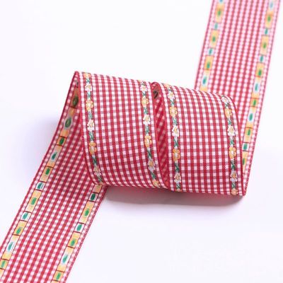 7mm-38mm Blue Ribbon được thêu ISO9001 Ribbon hoa thêu