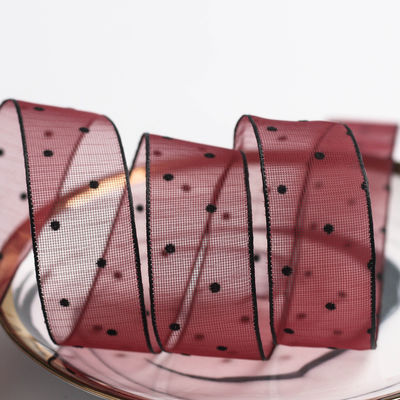 10mm-60mm Dot Velvet dây ruy băng thêu hai mặt ruy băng