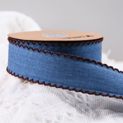 Trang trí quần áo Jeans Ribbon 38mm Double Face Weave Edge