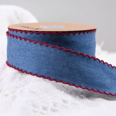 Trang trí quần áo Jeans Ribbon 38mm Double Face Weave Edge