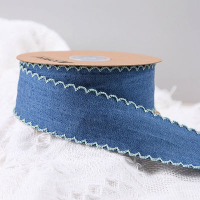 Trang trí quần áo Jeans Ribbon 38mm Double Face Weave Edge