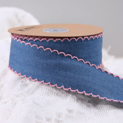 Trang trí quần áo Jeans Ribbon 38mm Double Face Weave Edge