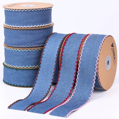 Trang trí quần áo Jeans Ribbon 38mm Double Face Weave Edge